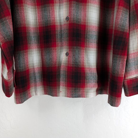 CALTOP Shirt Men's‎ 3XL Red Plaid Flannel Open Pocket Long Sleeve Ombre USA - Picture 4 of 14